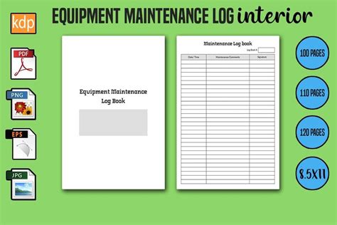 Equipment Maintenance Log Book KDP Int Graphic By KDP Browser