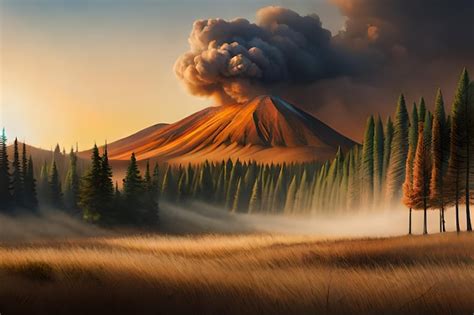 premium photo  volcano   forest