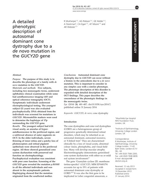 PDF A Detailed Phenotypic Description Of Autosomal Dominant Cone