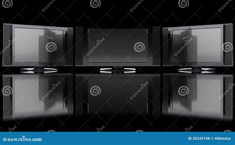 Flat Screen TV Against Black Stock Illustration - Illustration of ...