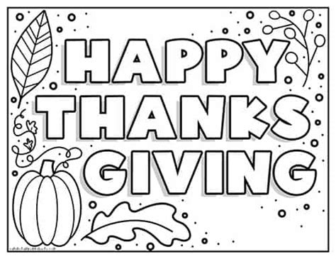 Happy Thanksgiving Sign Coloring Pages