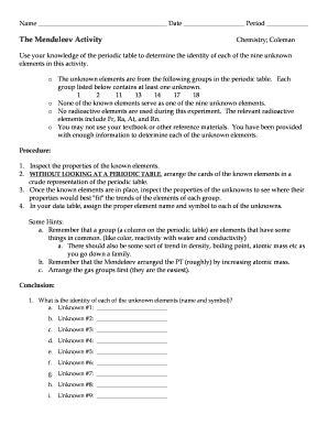 The Mendeleev Activity Answer Key Pdf Fill Online Printable