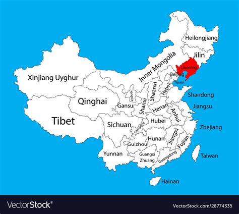 liaoning province map china map royalty  vector image