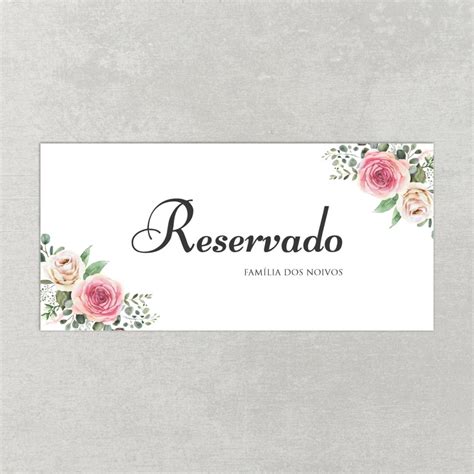 Placa Reservado Place Cards Casamento Arte Digital Elo