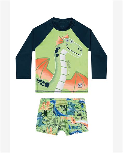 Riachuelo Conjunto Infantil Menino Beach Dinossauro Proteção UV