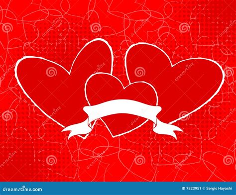 Three Hearts With Blank Banner Stock Vector Illustration Of Hand