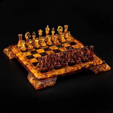 Amber Chess Set With Classic Chess Figures On Legswooden Etsy