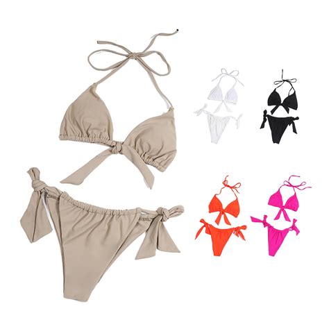 MAILLOT DE BAIN Bikini de couleur unie rembourré Set de deux pièces à