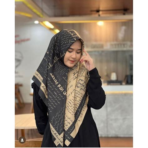 Jual Hijab Jilbab Segiempat Motif Arab Pegon Hijab Jilbab Voal Motif