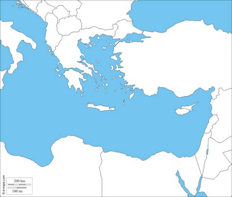 eastern mediterranean sea  map  blank map  outline map