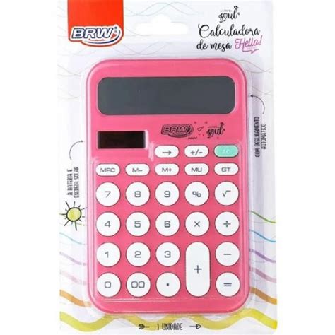 Calculadora Grande 12 Dígitos Rosa BRW CC4003 Papelaria Criativa