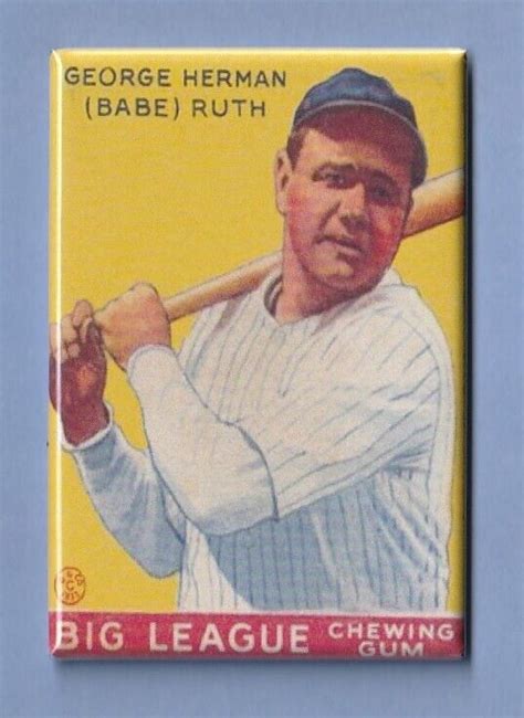 BABE RUTH BASEBALL CARD 2X3 FRIDGE MAGNET YANKEES STADIUM NEW YORK