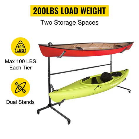 VEVOR Freestanding Kayak Storage Rack, 200 LBS Weight Capacity ...