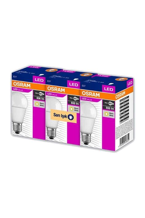 Osram Led Value 3 Lü Ampul Sarı Işık 8 5 W 60Watt Fiyatı Yorumları