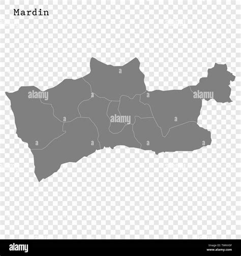 high quality map  mardin   province  turkey  borders