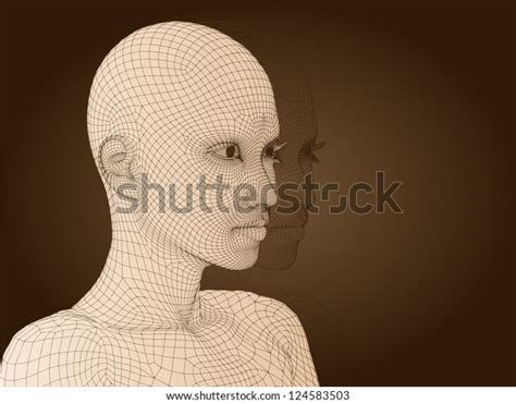 Concept Conceptual 3d Wireframe Human Female Stock Illustration 124583503