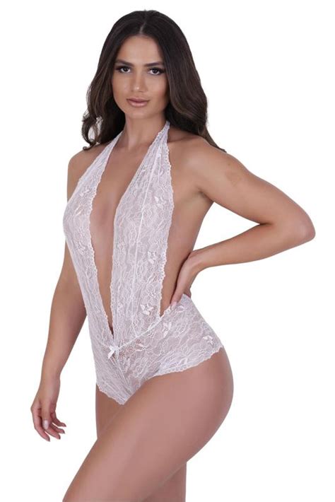 Kit Body Rendado Frente Unica Sexy Decote Costa Nua Renda Lingerie