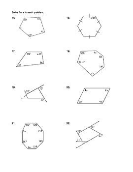 Angles In Polygons Worksheet With Answers