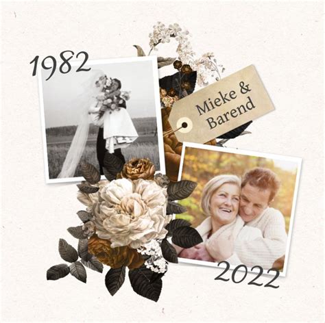 Jubileumkaart 40 Jaar Getrouwd Vintage Met Bloemen Kaart Maken 50