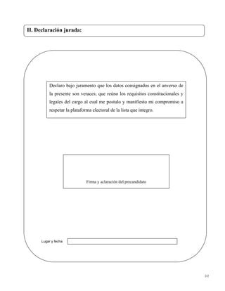 Declaraci N Jurada Precandidato Pdf