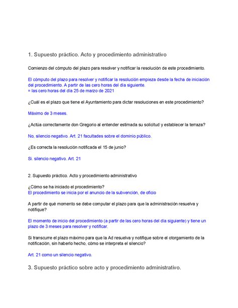 Practica Derecho Administrativo Ejercicios De Derecho Administrativo