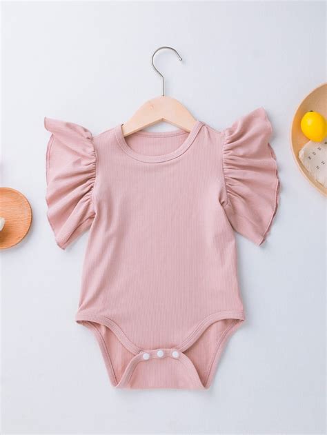 Beb Body De Manga Mariposa Baby Bodysuit Plain Tees Pink Collars