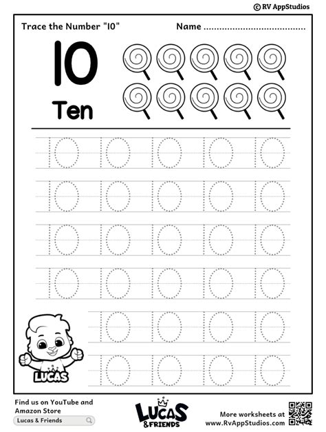 Number Ten Writing Counting And Identification Printable