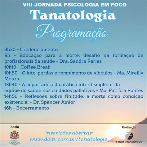 Programa O Completa Da Viii Jornada Psicologia Em Foco Tanatologia