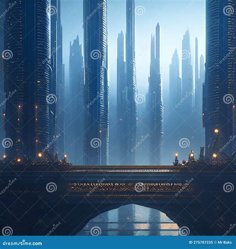 A foggy cityscape. stock illustration. Illustration of night - 275707235