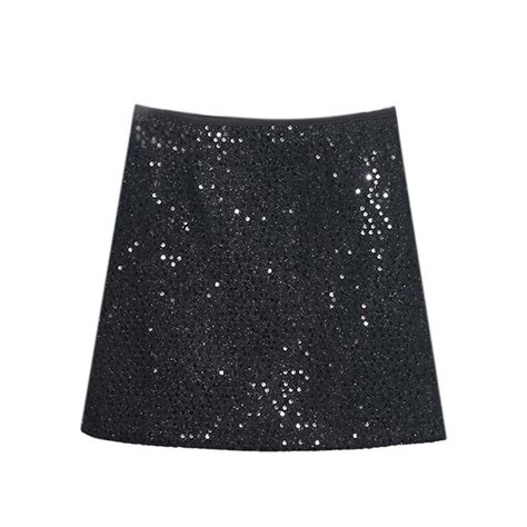 QHFBli Black Womens Sequin Skirt Sparkly Skirts for Womens Party Skirts