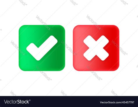 Green Tick Check Mark And Cross Symbols Icon Vector Image