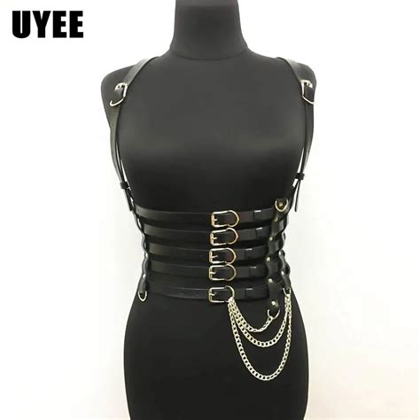 Uyee Sexy Waist Belt Harness Woman Leather Pu Multi Layer Body Chain