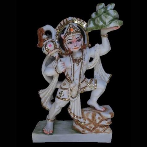 Cultural Marble Poly Resin White Marble Hanuman Statue For Worship