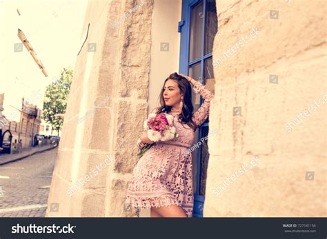 Sexy Brunette Woman Short Dress Posing Stock Photo 727141156 Shutterstock