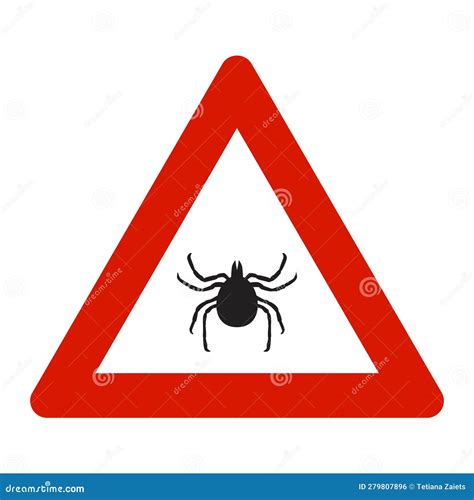 Warning Beware Of Ticks Vector Illustration Tick Insect In The