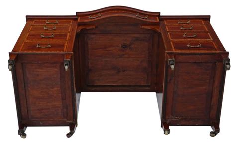 Edwardian Cross Banded Mahogany Twin Pedestal Desk