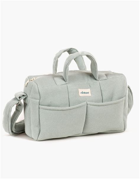 Sac à langer en maille nid d abeille vert de gris Minikane