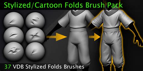 Artstation Stylized Cartoon Folds Brush Pack Brushes