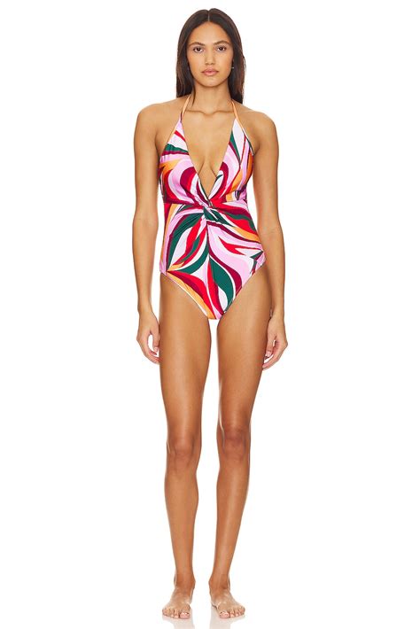 Patbo Delos Plunge One Piece In Red Multi Revolve