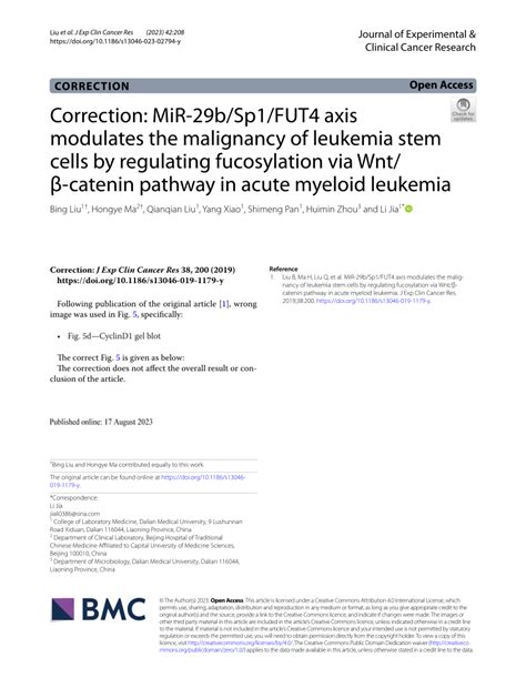 Pdf Correction Mir 29b Sp1 Fut4 Axis Modulates The Malignancy Of