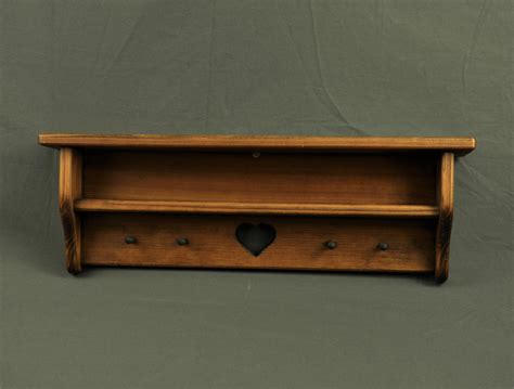 Vintage Wooden Shelf Wall Hanging Brown Stain Medium To Dark Home