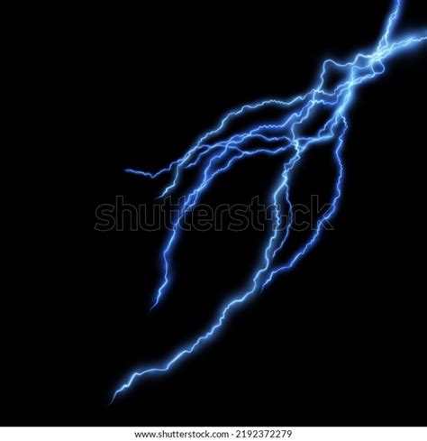 Glowing Lightning Thunderstorm Effect Powerful Electric Stock Vector