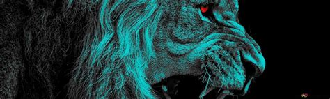 Lion roar on dark background, artistic 2K wallpaper download