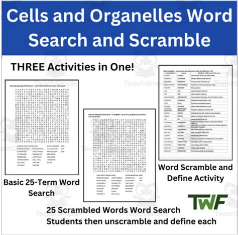 Cells and Organelles Word Search and Scramble Activity by Teach Simple