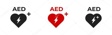 Conjunto De Iconos De Vector Aed Desfibrilador De Emergencia Signo Cpr De Aed Aid En Fondo