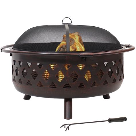 Sunnydaze Outdoor Camping Or Backyard Crossweave Cut Out Fire Pit With