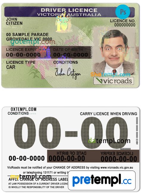 australian victoria state driver license    psd format