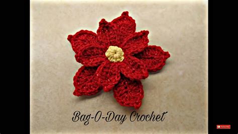 Crochet How To Crochet Poinsettia Christmas Flower Tutorial 353 Learn Crochet Youtube