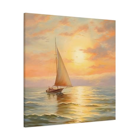 Sailboat Painting A Solitary Sailboat At Sea Approaching The Sunset