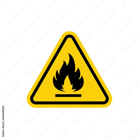 Fire Warning Sign Vector Fire Warning Sign In Yellow Triangle Flammable Inflammable